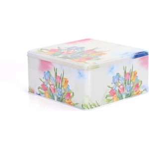 Lale Desenli Kare Çok Amaçlı Metal Erzak Saklama Kabı 6.3 lt - Çok Renkli