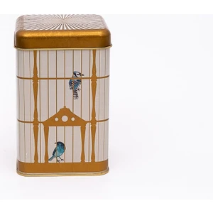 ER022-T7 Bird Cage Desenli Kare Metal Saklama Kabı 11X11 cm