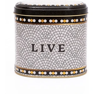 ER004-9D Mosaic Live Desenli Oval Metal Saklama Kabı 11X15 cm