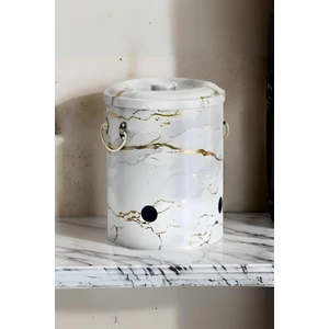 Mermer Desenli Metal Patates Soğan Saklama Kabı 5.6 lt - Beyaz