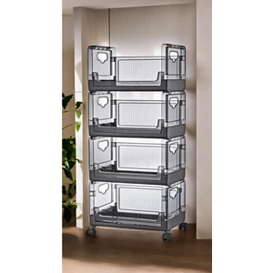 4 Katlı Portatif Organizer Raf Beyaz Antrasit