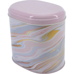 EF004-F1 Liquid Flat Pink Desenli Oval Metal Saklama Kabı 11X15 cm