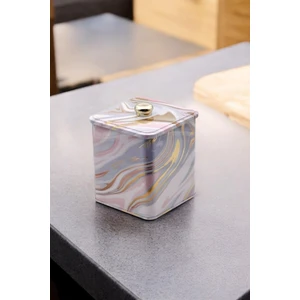 Liquid Desenli Kare Çok Amaçlı Metal Erzak Saklama Kabı 2.1 lt - Pembe