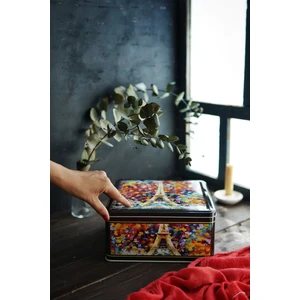 Afremov Paris Desenli Kare Çok Amaçlı Metal Erzak Saklama Kabı 6.3 lt - Çok Renkli