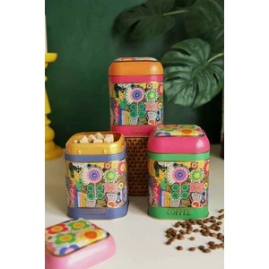 Kare Metal Saklama Kabı, 10.8 x 10.8 x 11.8 Cm, 3 Lü Set, Sunflower