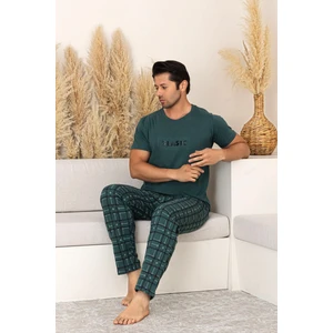 Kutulu- Premium Pamuklu Kısa Kollu Erkek Pijama Takımı- Ekose Babalar Günü Hediyesi