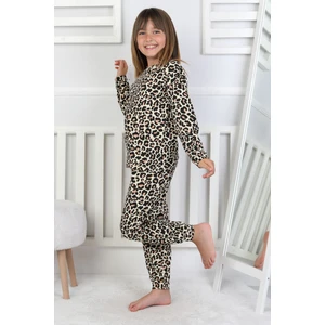 Minik Uyku Avcısı - Vahşi Rahatlık Serisi Leopar Desenli Kız Çocuk Pijama Takımı