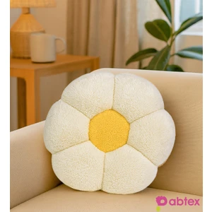 Dekoratif Papatya Şeklinde Peluş Yastık 40 cm – Yumuşak ve Konforlu Tasarım