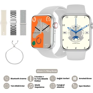 Watch 10 Mini Akıllı Saat Hediye Dolu Kutu Içeriği 3 Kordon ve Bileklik