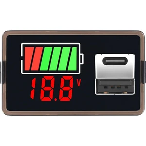 12V Akü Kapasite Göstergesi Usb+Type-C - Kırmızı