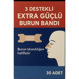 Extra Güçlü Nefes Burun Bandı – 3 Destekli (30 Adet)