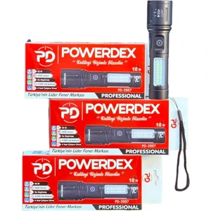 PD-2007 Şarjlı El Feneri | 10W Led, 1000 Lümen, Zoom, Cob Yan Işık + Çakar Mod, Suya Dayanıklı