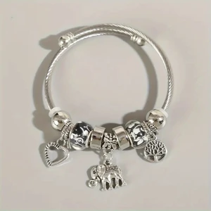 Pandora Tarz, Fil, Hayat Ağacı Temalı Charm Bileklik, Ahşap Kutu Içerisinde