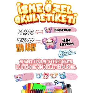 Okul Etiketi Kalem Defter Etiketi Özel Isim Yazılabilen Etiket Seti SET03