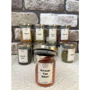 12'li Metal Kapaklı 200 ml Vakumlu Baharatlık Seti-Etiketli