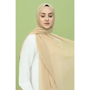 Flora Tekstil Krep Şifon Şal Bej 210X 75 FLR241433