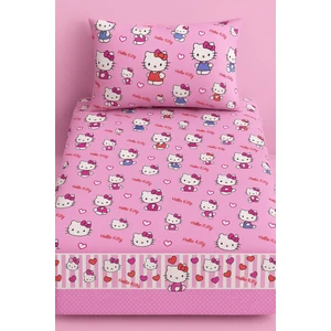 Hello Kitty Pamuklu Kumaş Lastikli Çarşaf Takımı