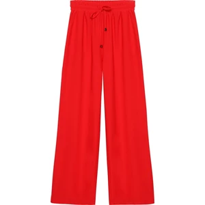 Beli Lastikli Bol Paça Pantolon Kırmızı