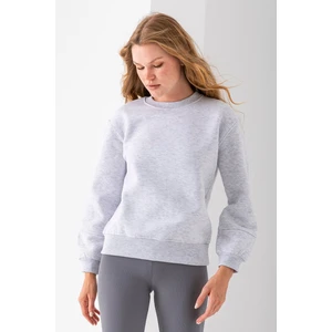 Kadın Bisiklet Yaka Kol Parçalı 3ip Şardonlu Sweatshirt Gri - 2513