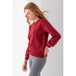 Kadın Bisiklet Yaka Kol Parçalı 3ip Şardonlu Sweatshirt Bordo - 2513