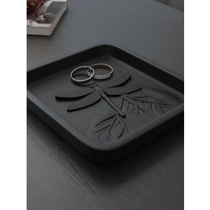 MOON SİRİUS Dekoratif Siyah Yusufçuk Detaylı Takı ve Anahtarlık Tepsisi | Minimal Masa Üstü Organizer 2.5x18x16