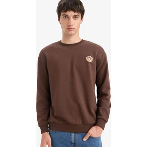 Boxy Fit Bisiklet Yaka Baskılı Sweatshirt E6433AX25AU