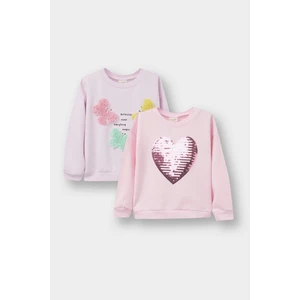 Kız Bebek Bisiklet Yaka Baskılı İçi Yumuşak Tüylü Sweatshirt E8922A525AU