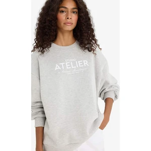 Oversize Geniş Kalıp Bisiklet Yaka Baskılı Kalın Sweatshirt F0274AX25AU