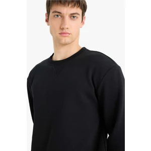 Regular Fit Bisiklet Yaka Basic Düz Kalın Sweatshirt
