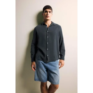 Regular Fit Tensel Uzun Kollu Gömlek G0406AX25AU