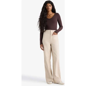 Straight Fit Yamalı Cep Normal Bel Düz Paça Uzun Boy Gabardin Pantolon