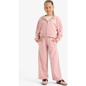 Kız Çocuk 2'li Takım Baskılı Kapüşonlu Fermuarlı Sweatshirt Eşofman Altı E6417A825AU