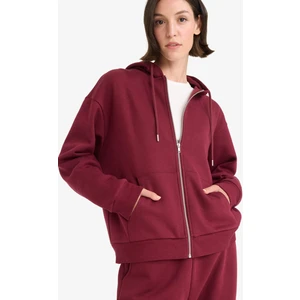 Relax Fit Kapüşonlu Basic Düz Kalın Fermuarlı Sweatshirt C1809AX25AU
