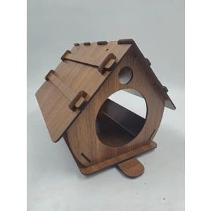 Ahşap Kuş Evi Ceviz Desenli Mdf 22 cm x 20 cm x 20 cm