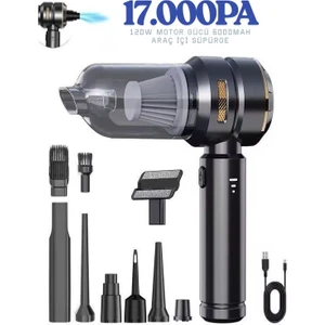 120W 6000MAH 17000PA Vakumlu Üflemeli Araç Içi El Süpürgesi Kablosuz Taşınabilir Şarjlı Mini Süpürge