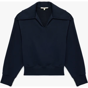 Regular Fit Üç Iplik Uzun Kollu Polo Yaka Sweatshirt
