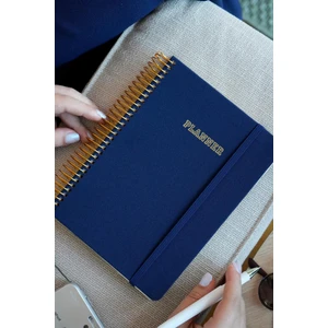 Victoria's Journals A5 Spiralli Keten Süresiz Planlayıcı Ajanda,lastikli .cepli Lacivert