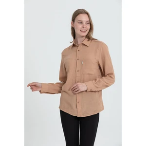 R-3935 Ayaklı Yaka Tek Cepli Uzun Kol Gömlek