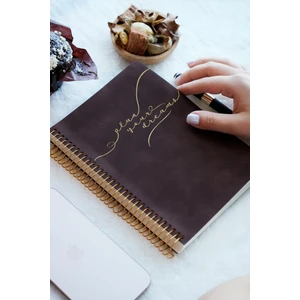 Victoria's Journals A5 Spiralli Vegan Deri Süresiz Planlayıcı Ajanda. 100 Gr. Ivory. 224 Sayfa. Kahverengi
