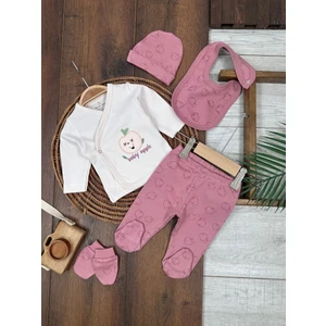 Mevsimlik Yenidoğan 5li Bisiklet Yaka Kız Bebek Hastane Çıkış Seti