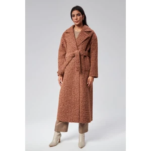 Kahverengi Buklet Kaşe Oversize Kaban