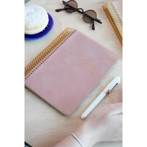 Victoria's Journals A5 Spiralli Vegan Deri Süresiz Planlayıcı Ajanda. 100 Gr. Ivory. 224 Sayfa. Pembe