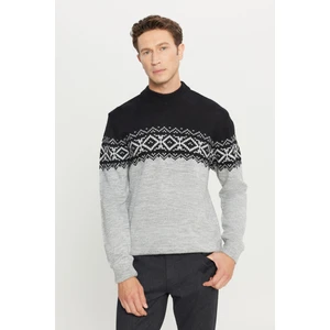 Altınyıldız Classics Erkek Siyah-füme Standart Fit Normal Kesim Yarım Balıkçı Yaka Şardonlu Yumuşak Dokulu Triko Kazak