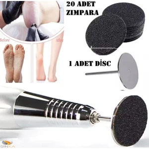 Pododisk 25 mm Metal Disk + 20 Adet Zımpara Set Freze Başlık + Zımpara Pedikür Topuk Tırnak Pro
