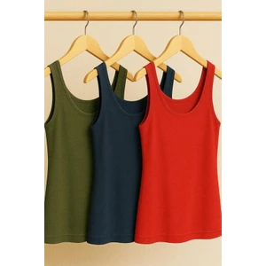 3 Adet A Kesim Büyük Beden Pamuklu Kalın Askılı Atlet Tişört