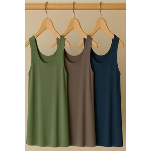 3 Adet A Kesim Büyük Beden Pamuklu Kalın Askılı Atlet Tişört