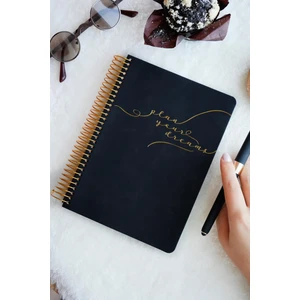 Victoria's Journals A5 Spiralli Vegan Deri Süresiz Planlayıcı Ajanda. 100 Gr. Ivory. 224 Sayfa. Siyah