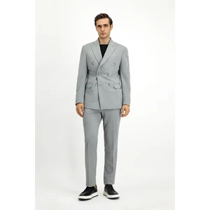 Slim Fit Dar Kesim Kruvaze Takım Elbise