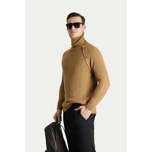 Balıkçı Yaka Slim Fit Dar Kesim Desenli Yünlü Triko Kazak