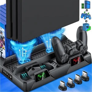 Ps4 Slim Ps4 Pro Çift Fanlı Dikey Soğutucu ve Kol Şarj Edici Ps4 Şarj Standı Oyun Depolama Ps4 Standı